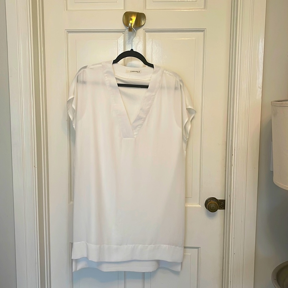Carmela White Chiffon Tunic/Dress, Size Small